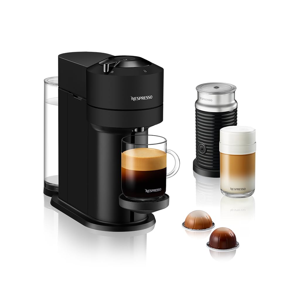 Nespresso Vertuo Next Coffee Pod Machine, Matt Black & Aeroccino3